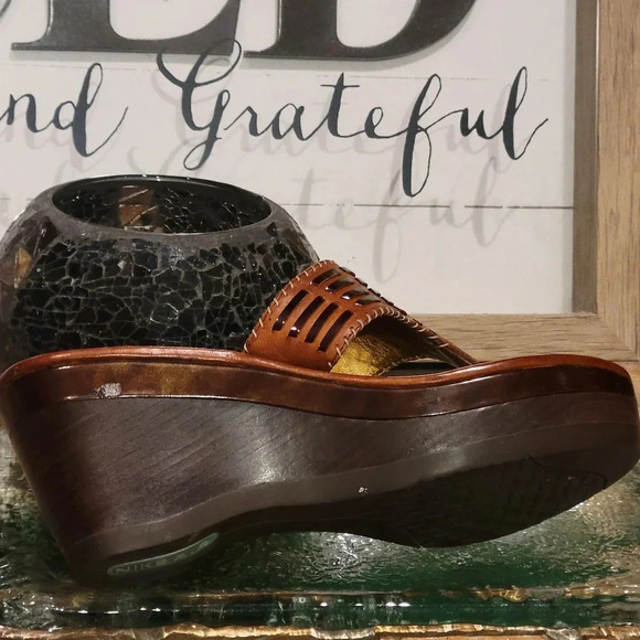 Cole Haan Air Grier Thong Wedge Platform Sandal Brown Woven Sz 8.5 #D21382 - Picture 10 of 12